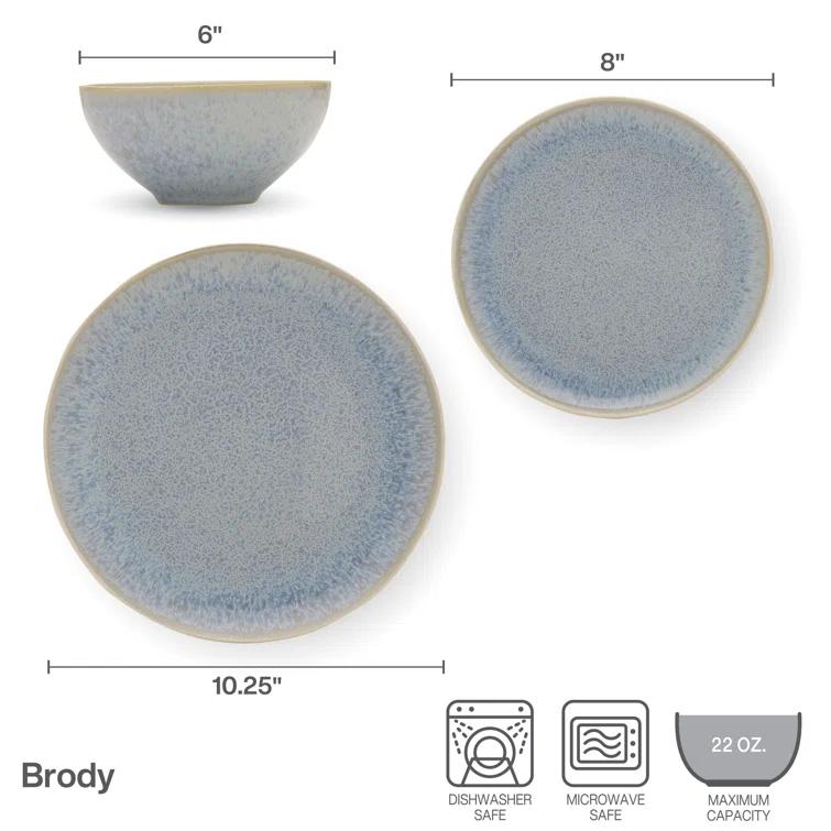 Barrett 12-Piece Stoneware Dinnerware Set, Service for 4