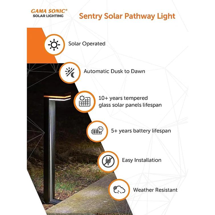 Sentry Modern 60 Lumens Solar Outdoor LED Landscape Pathway Light - 2 Pack