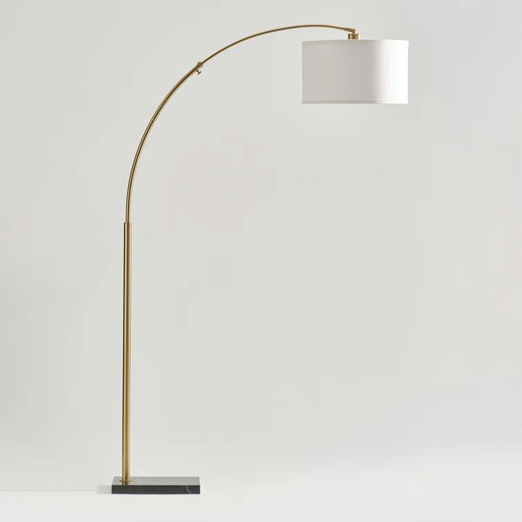 Logan 76 in. Modern Adjustable and Extendable LED Floor Lamp with Fabric Drum Shade
