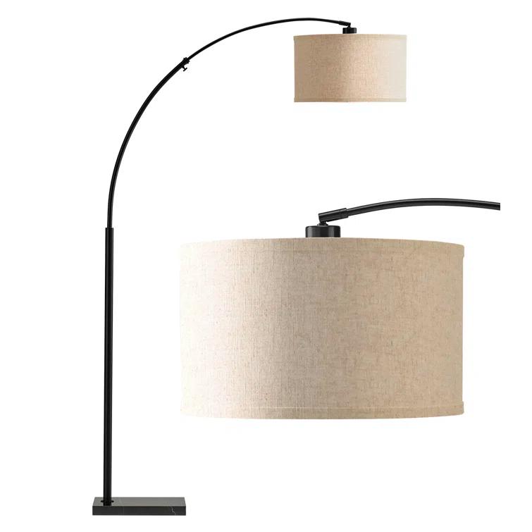 Brightech Logan 76 in. Adjustable and Extendable LED Arched Gold Floor Lamp with Weighted Marble Base - LED Bulb Included