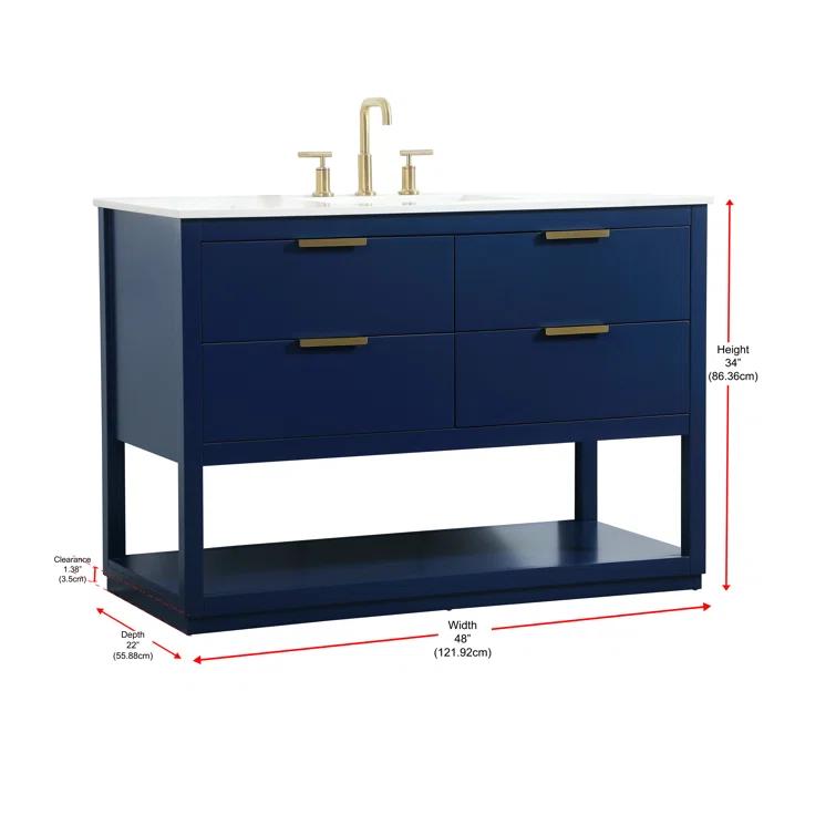 Hokku Designs Greenburg 48'' Single Bathroom Vanity with Engineered Marble Top