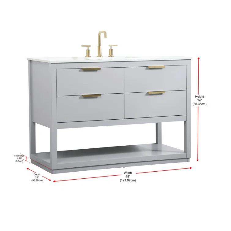 Greenburg 48'' Single Bathroom Vanity with Quartz Top