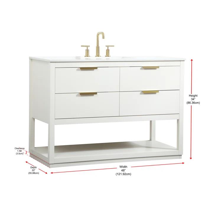 Hokku Designs Greenburg 48'' Single Bathroom Vanity with Engineered Marble Top