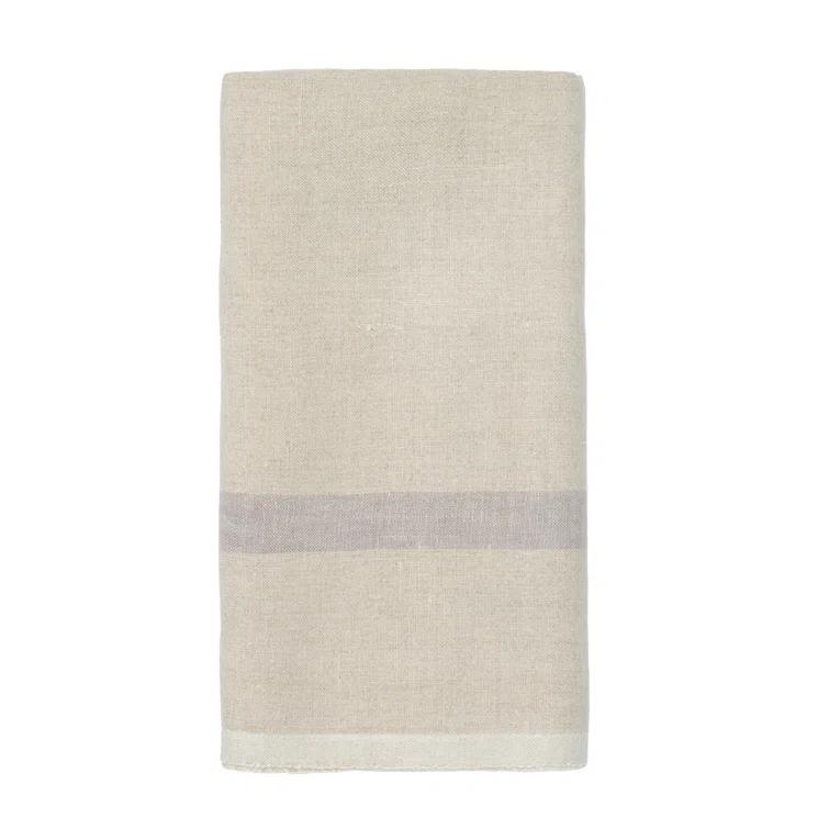 Natural Gray Linen Striped Tea Towel Set