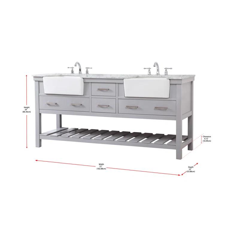 Pelaghia 72'' Double Bathroom Vanity with Marble Top
