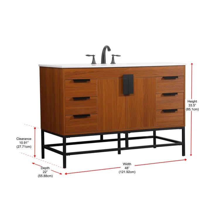 Eugene 48'' Single Bathroom Vanity with Engineered Marble Top
