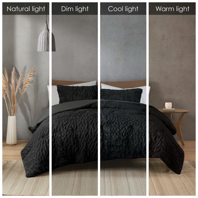 Almagul Ruched Fur Down Alternative Comforter Set