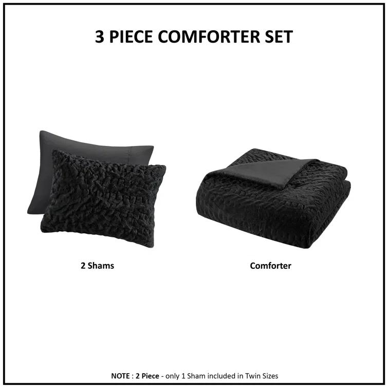 Almagul Ruched Fur Down Alternative Comforter Set