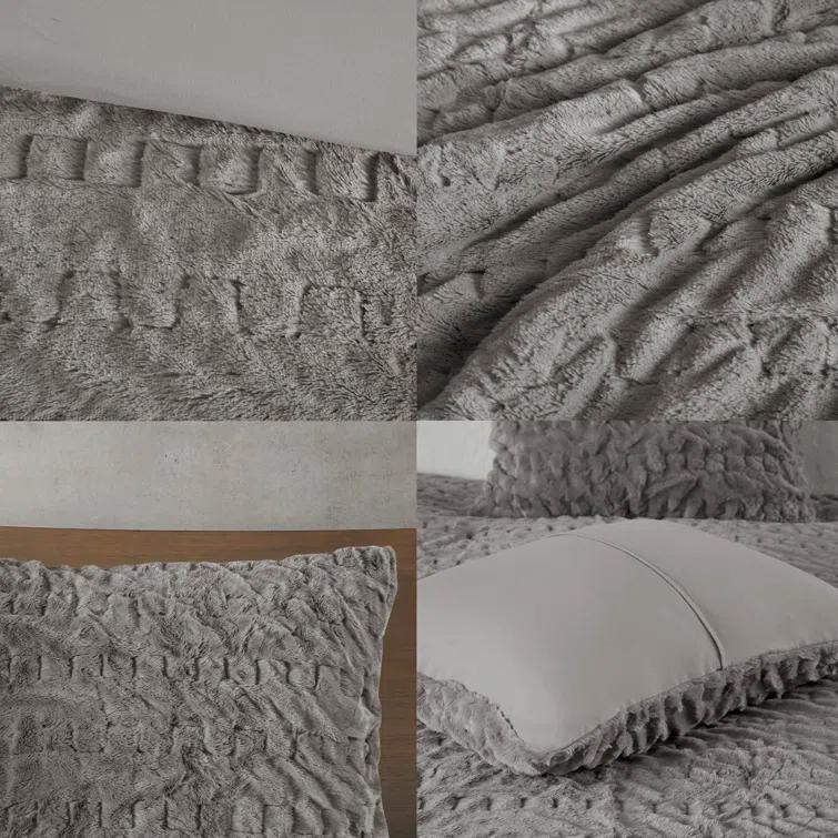 Almagul Ruched Fur Down Alternative Comforter Set