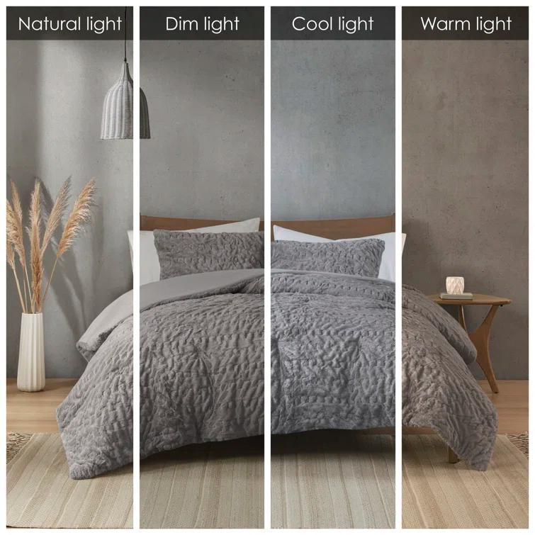Almagul Ruched Fur Down Alternative Comforter Set