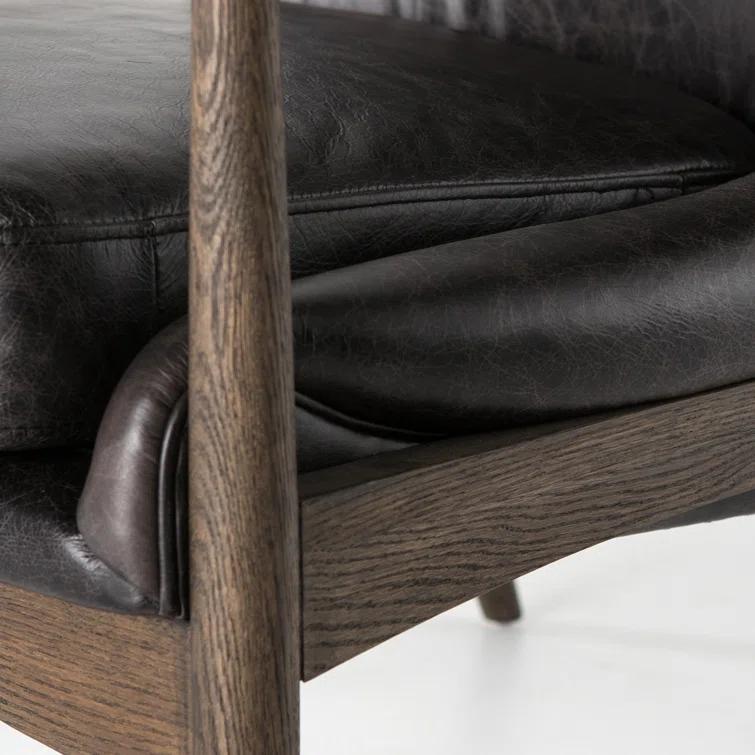Durango Smoke Top Grain Leather Armchair with Solid Oak Frame