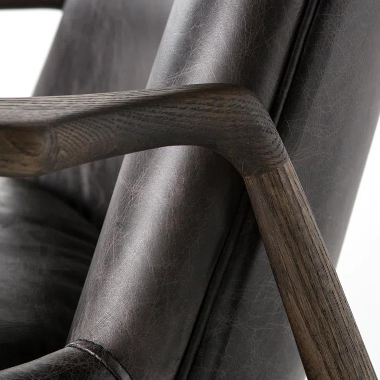 Durango Smoke Top Grain Leather Armchair with Solid Oak Frame