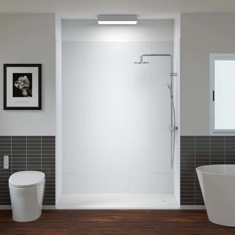 WoodBridge 60'' W 75'' H Framed Rectangle Shower Stall SWP603675-3-SB-M+SUS-WH-6036