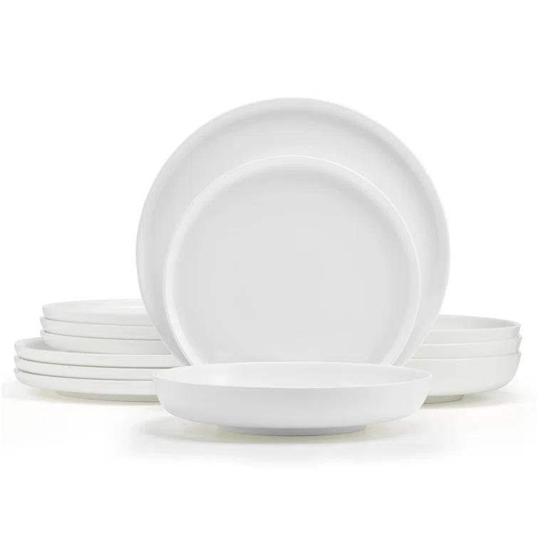 Mikasa Marion 12-Piece Lightweight Chip-Resistant Bone China Dinnerware Set, Service for 4
