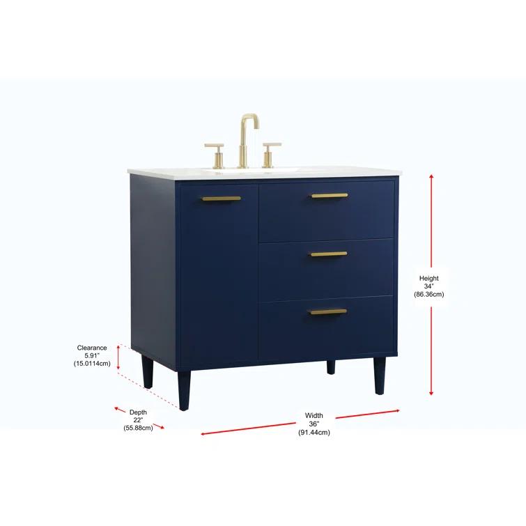 Burnie 36'' Single Bathroom Vanity with Engineered Marble Top