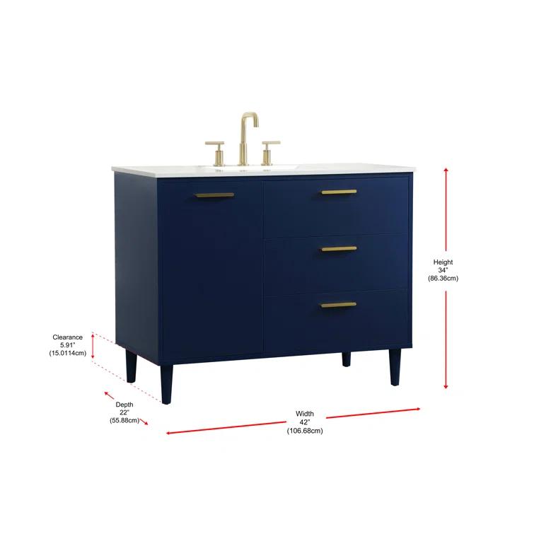 Burroughs 42'' Single Bathroom Vanity with Engineered Marble Top