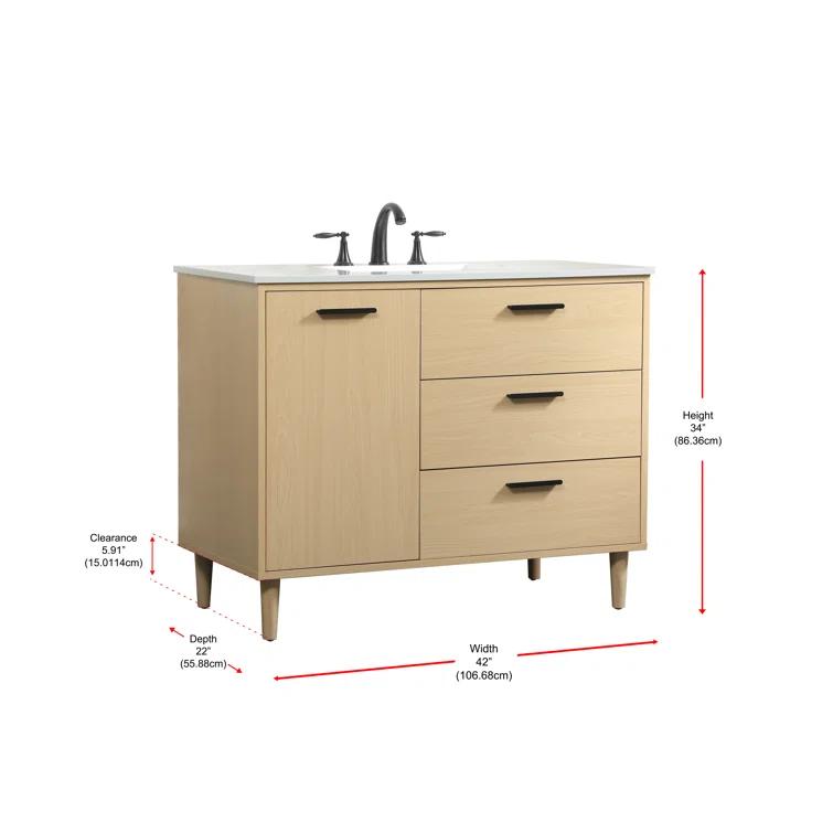 Baldwin 42'' Single Bathroom Vanity with Engineered Marble Top