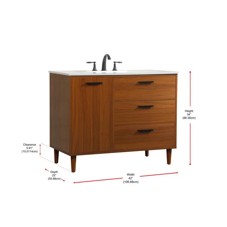 Burroughs 42'' Single Bathroom Vanity with Engineered Marble Top