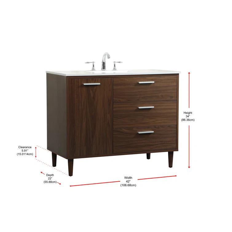 Burroughs 42'' Single Bathroom Vanity with Engineered Marble Top