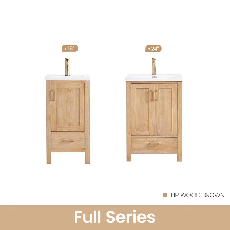 Gela 23.6'' Free-standing Single Bathroom Vanity with Ceramic Vanity Top