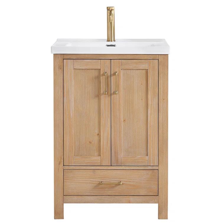 Gela 23.6'' Free-standing Single Bathroom Vanity with Ceramic Vanity Top