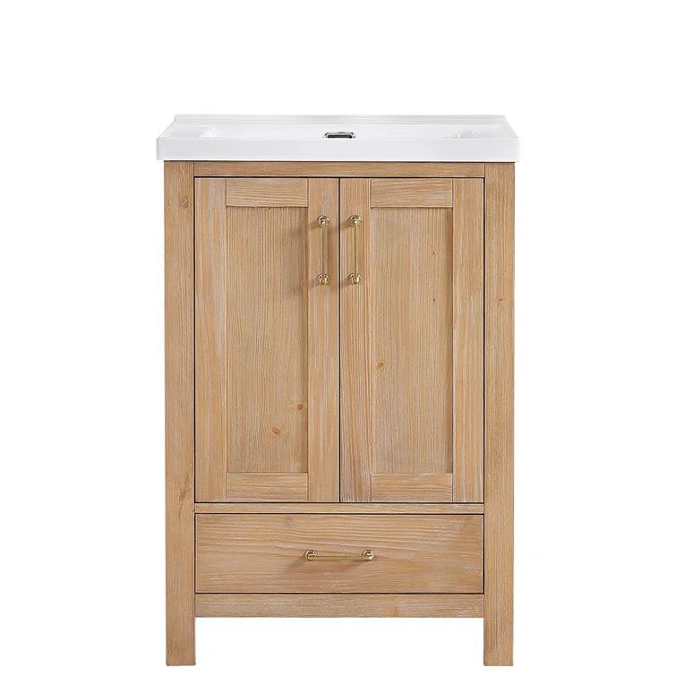 Gela 23.6'' Free-standing Single Bathroom Vanity with Ceramic Vanity Top