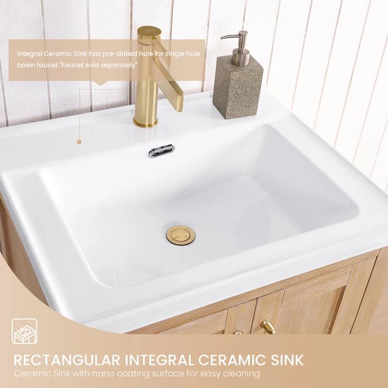 Gela 23.6'' Free-standing Single Bathroom Vanity with Ceramic Vanity Top