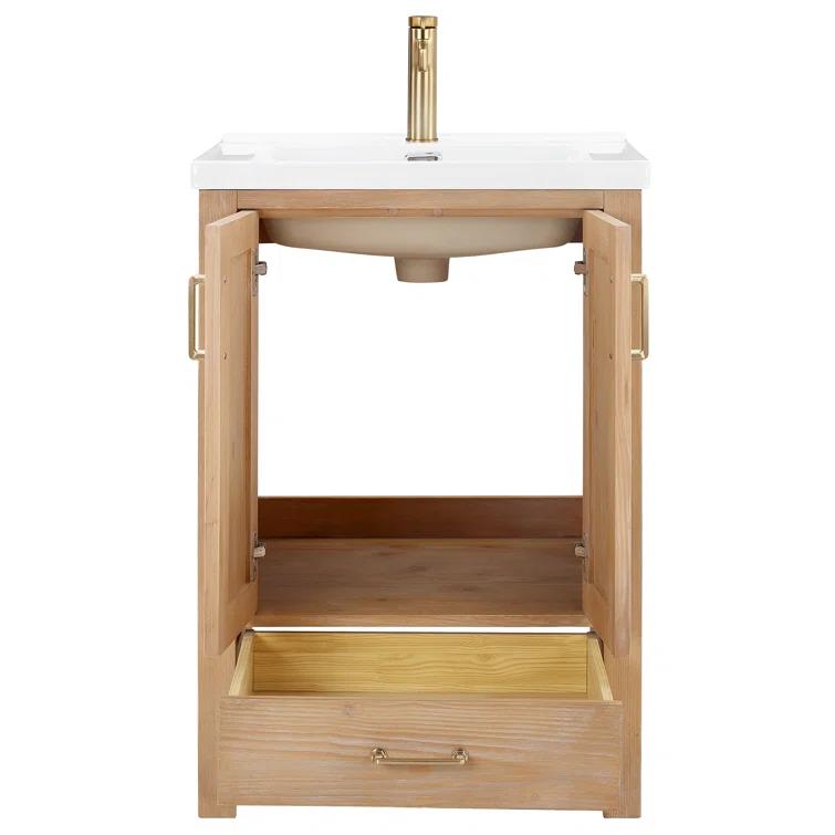 Gela 23.6'' Free-standing Single Bathroom Vanity with Ceramic Vanity Top