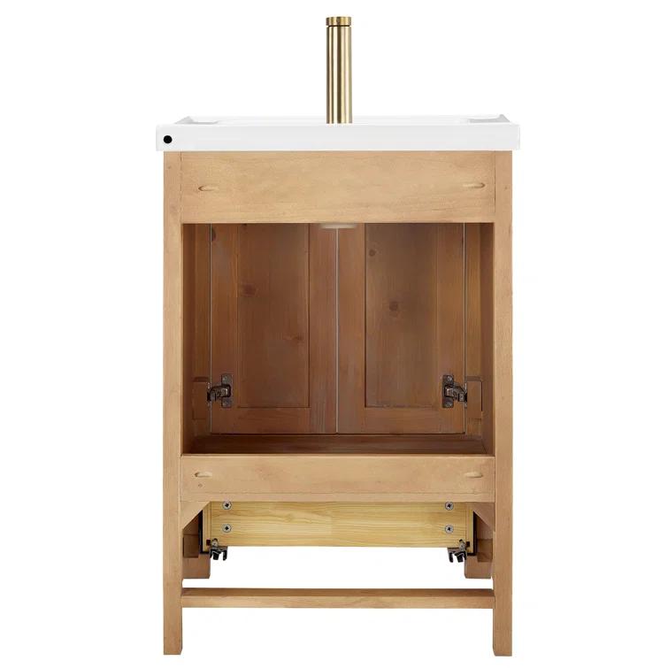 Gela 23.6'' Free-standing Single Bathroom Vanity with Ceramic Vanity Top