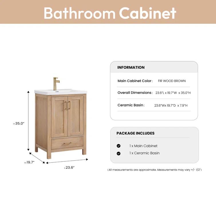 Gela 23.6'' Free-standing Single Bathroom Vanity with Ceramic Vanity Top