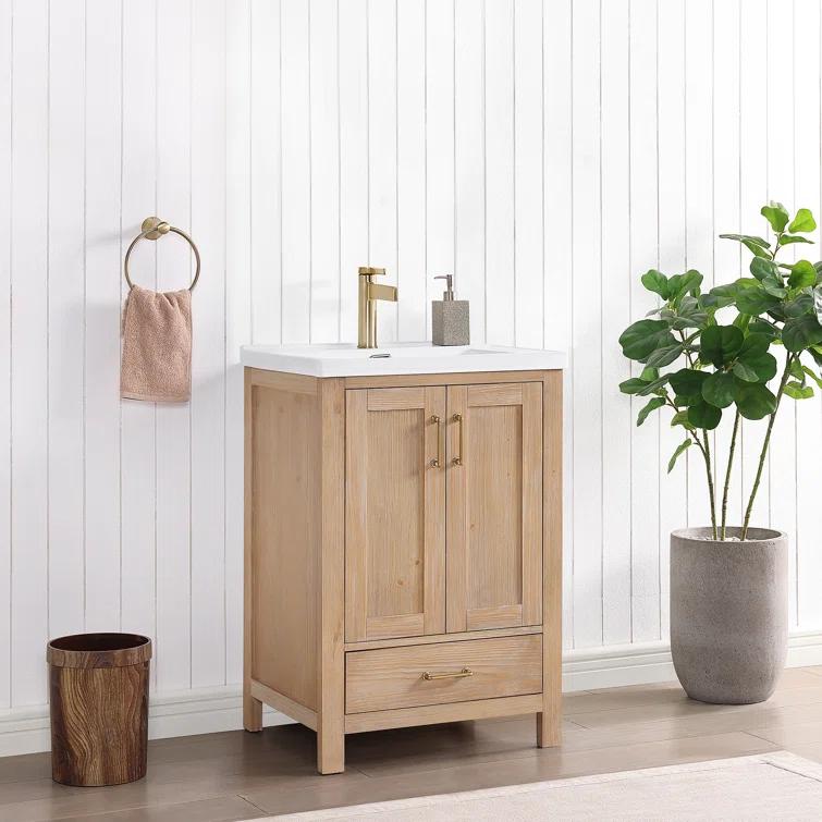 Gela 23.6'' Free-standing Single Bathroom Vanity with Ceramic Vanity Top