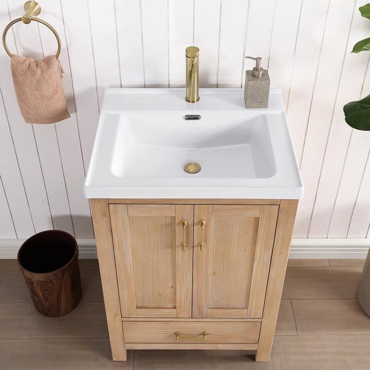 Gela 23.6'' Free-standing Single Bathroom Vanity with Ceramic Vanity Top