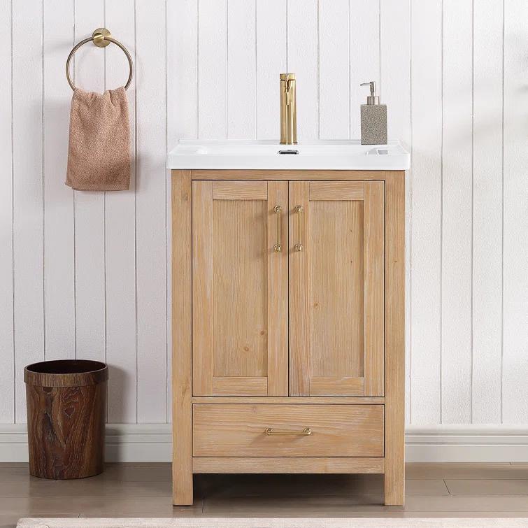 Gela 23.6'' Free-standing Single Bathroom Vanity with Ceramic Vanity Top