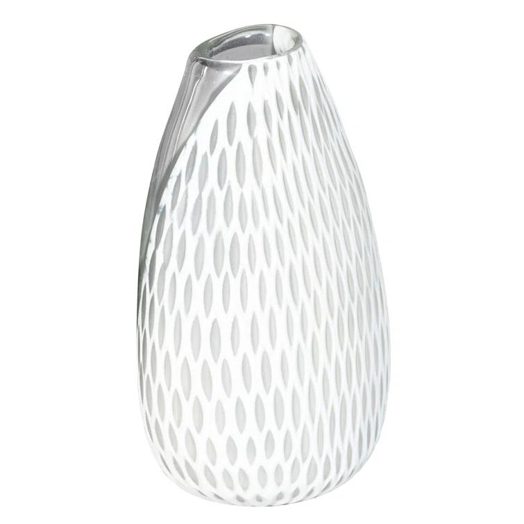 Marilyn Novelty White and Clear Glass Decorative Table Vase