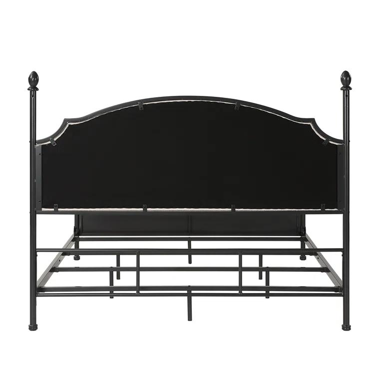 Upholstered Metal Four Poster Bed