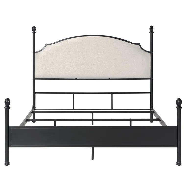 Upholstered Metal Four Poster Bed