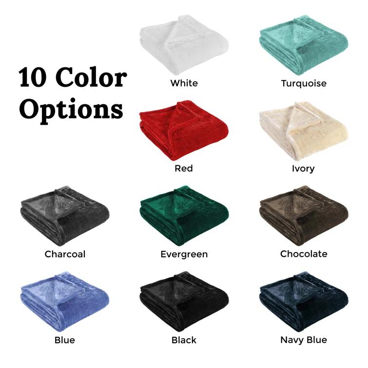 Superior Superior Solid Polyester Reversible All-Season Fleece Throws Blanket