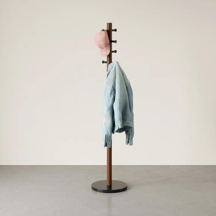 Pillar 8 - Hook Freestanding Solid Wood Coat Rack