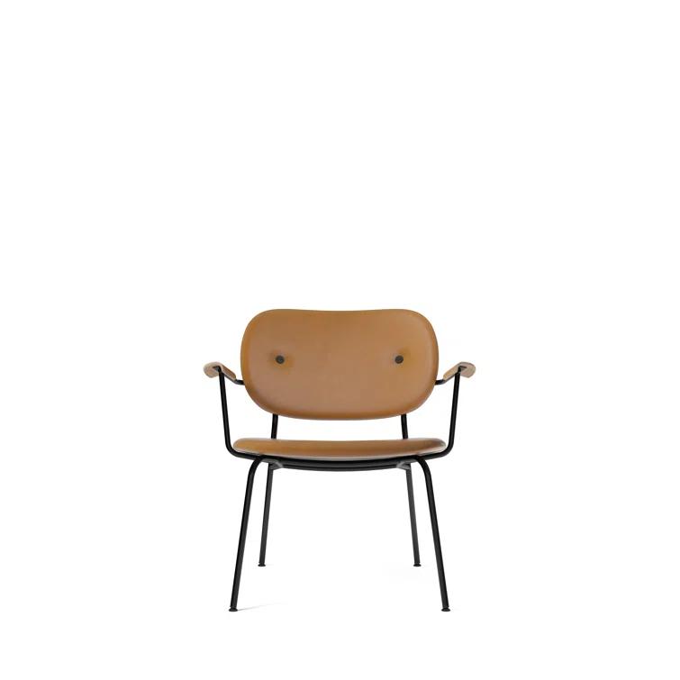 Natural Oak and Cognac Leather Geometric Lounge Chair