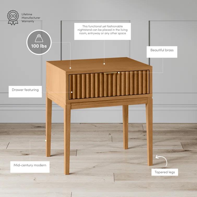 24'' W Solid Wood Nightstand