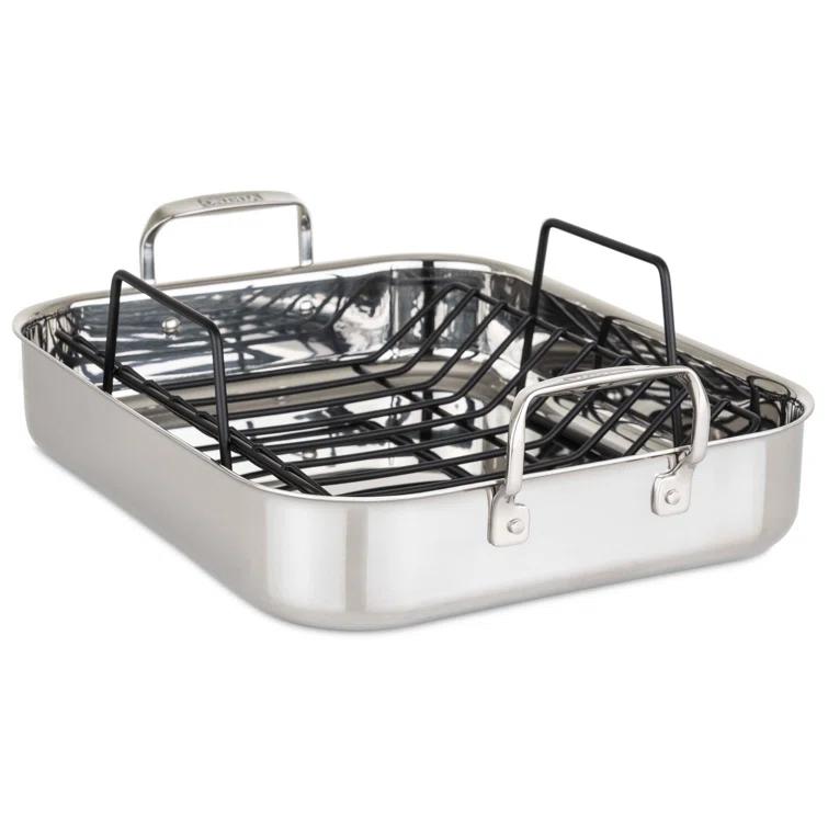 Viking ® 3-Ply Stainless Steel Roasting Pan with Rack and Thermometer Set