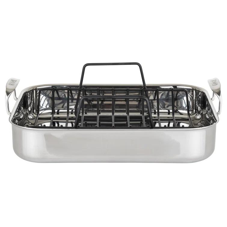 Viking ® 3-Ply Stainless Steel Roasting Pan with Rack and Thermometer Set