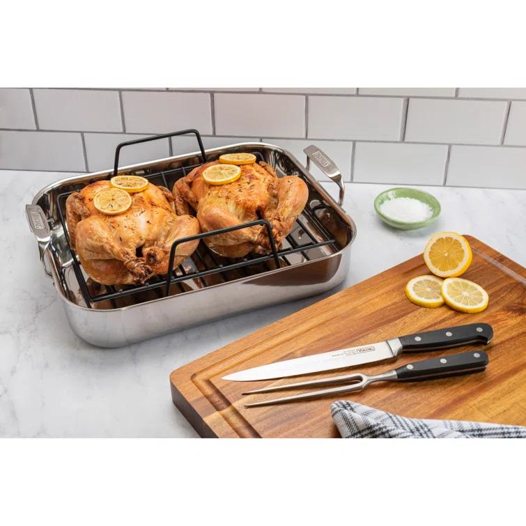 Viking ® 3-Ply Stainless Steel Roasting Pan with Rack and Thermometer Set