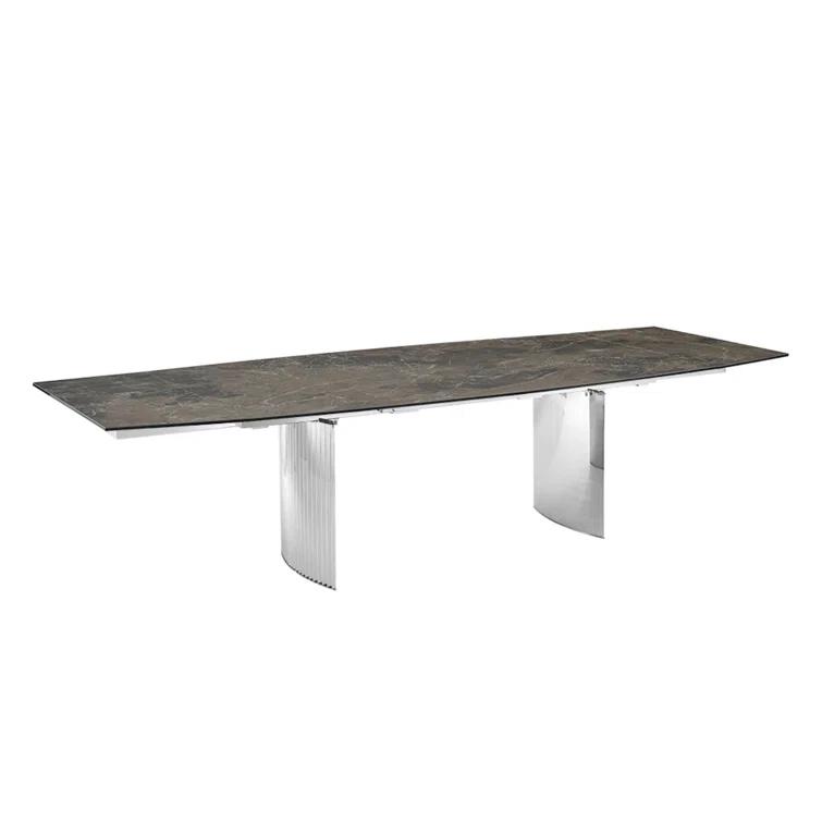 Casabianca Furniture Extendable Metal Base Dining Table