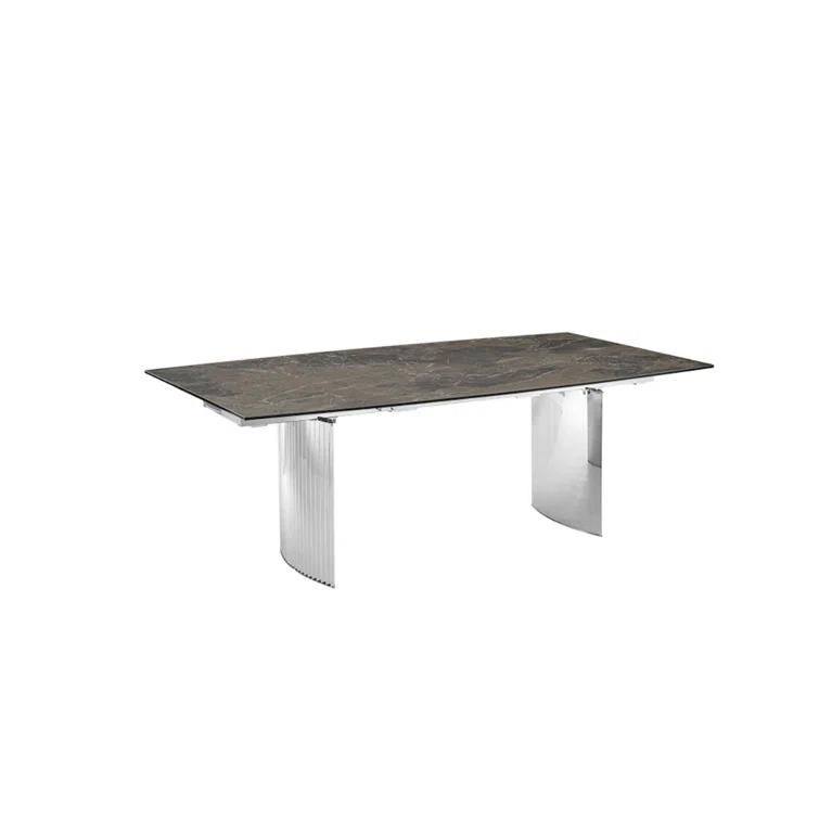 Casabianca Furniture Extendable Metal Base Dining Table