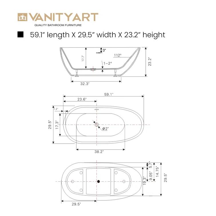 Freestanding Soaking Acrylic Bathtub