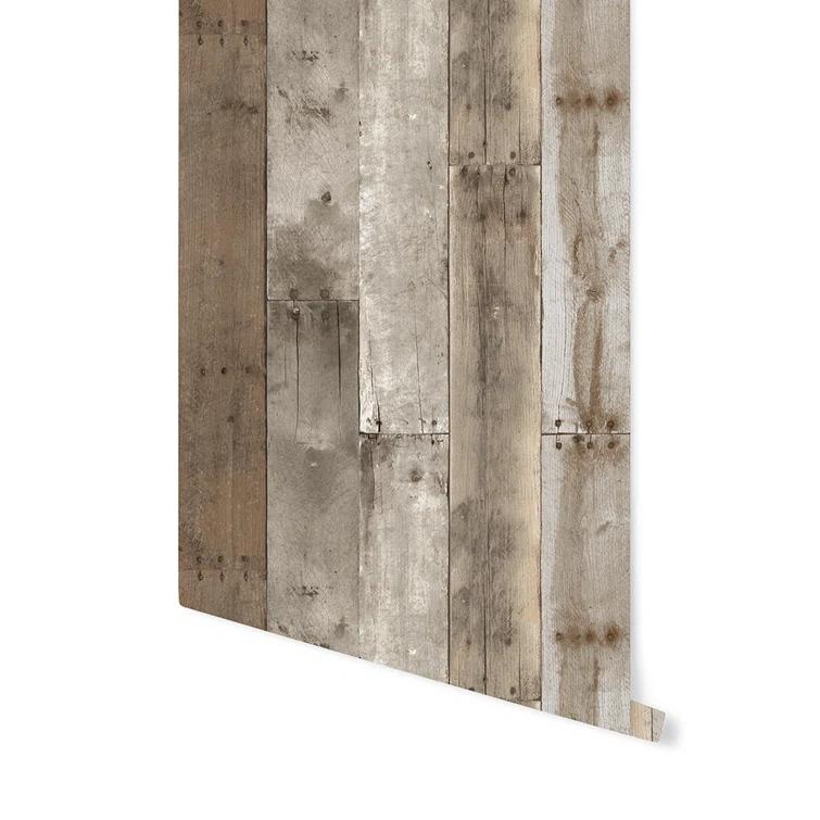 Tempaper Repurposed Wood Weathered Peel and Stick Wallpaper, 20.5" x 16.5'