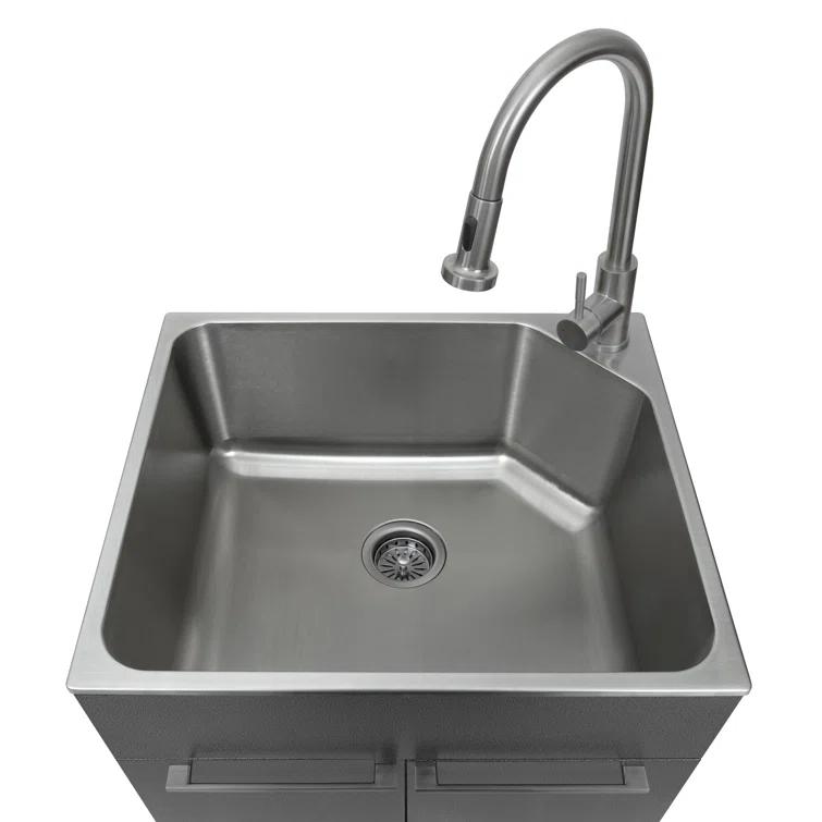 All-In-One 24.1" L x 21.3" W Free Standing Laundry Sink with Faucet