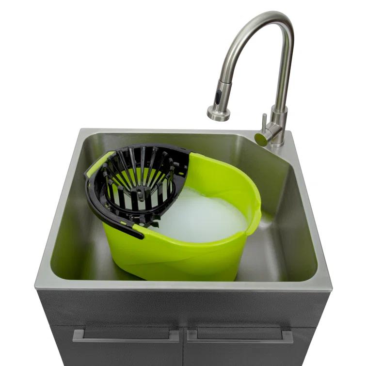All-In-One 24.1" L x 21.3" W Free Standing Laundry Sink with Faucet