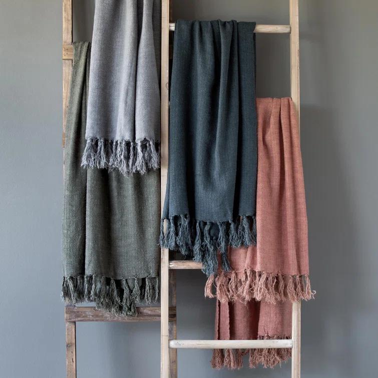 Park Hill Collection Washed Linen Throw, Faded Coral | Perigold